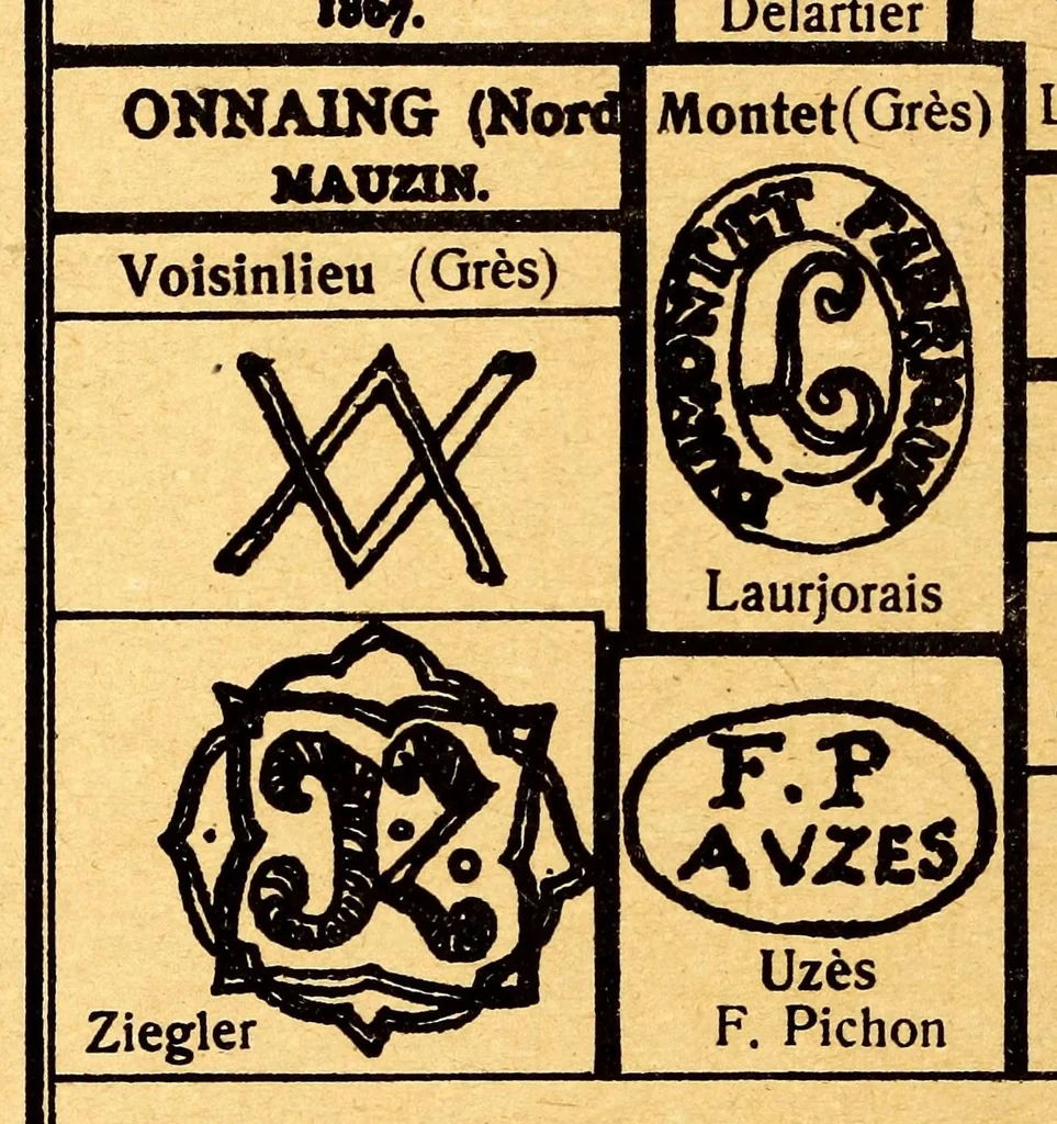 An illustration from Führer für sammler von Porzellan und Fayence, Steinzeug, Steingut usw : Vollständiges Verzeichnis der auf älterem Porzellan, Fayence, Steingut usw. befindlichen Marken, 1919, leaf 116
