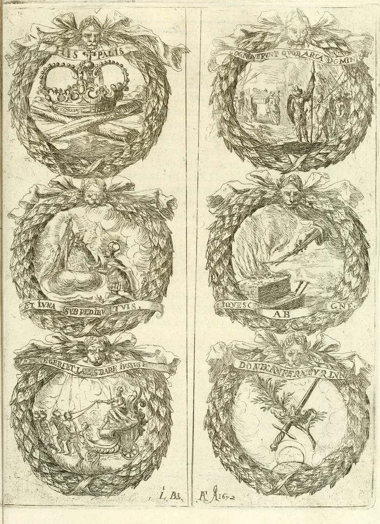 An illustration from Fiestas de la S. Iglesia Metropolitana, y Patriarcal de Sevilla : al nuevo culto del señor rey S. Fernando el Tercero de Castilla y de Leon : concedido a todas las iglesias de España, por la santidad de nuestro beatissimo padre Clemente X ..., 1672, leaf 138