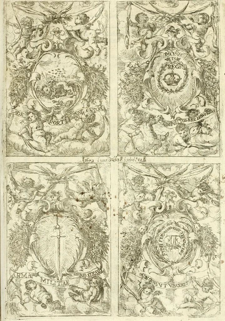 An illustration from Fiestas de la S. Iglesia Metropolitana, y Patriarcal de Sevilla : al nuevo culto del señor rey S. Fernando el Tercero de Castilla y de Leon : concedido a todas las iglesias de España, por la santidad de nuestro beatissimo padre Clemente X ..., 1672, leaf 150