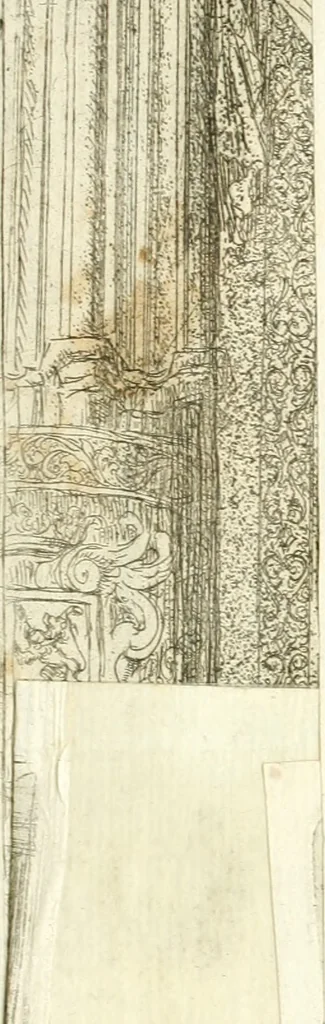 An illustration from Fiestas de la S. Iglesia Metropolitana, y Patriarcal de Sevilla : al nuevo culto del señor rey S. Fernando el Tercero de Castilla y de Leon : concedido a todas las iglesias de España, por la santidad de nuestro beatissimo padre Clemente X ..., 1672, leaf 180