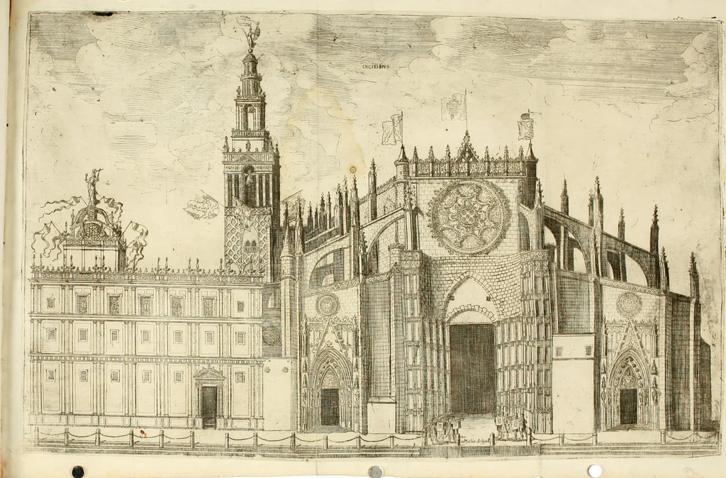 An illustration from Fiestas de la S. Iglesia Metropolitana, y Patriarcal de Sevilla : al nuevo culto del señor rey S. Fernando el Tercero de Castilla y de Leon : concedido a todas las iglesias de España, por la santidad de nuestro beatissimo padre Clemente X ..., 1672, leaf 33