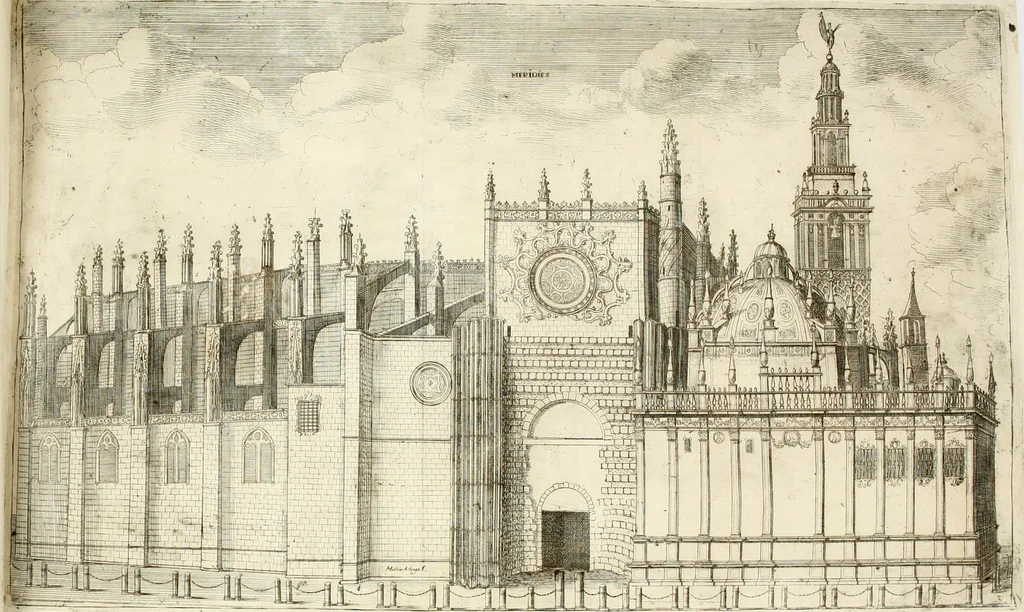 An illustration from Fiestas de la S. Iglesia Metropolitana, y Patriarcal de Sevilla : al nuevo culto del señor rey S. Fernando el Tercero de Castilla y de Leon : concedido a todas las iglesias de España, por la santidad de nuestro beatissimo padre Clemente X ..., 1672, leaf 35