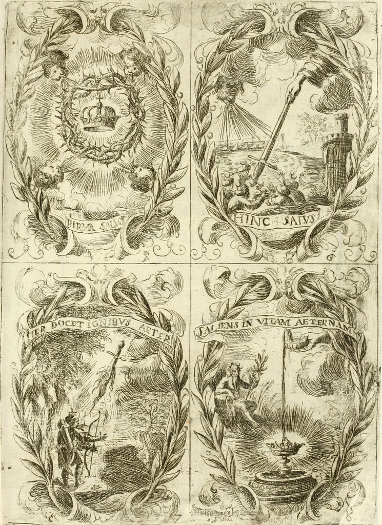 An illustration from Fiestas de la S. Iglesia Metropolitana, y Patriarcal de Sevilla : al nuevo culto del señor rey S. Fernando el Tercero de Castilla y de Leon : concedido a todas las iglesias de España, por la santidad de nuestro beatissimo padre Clemente X ..., 1672, leaf 68