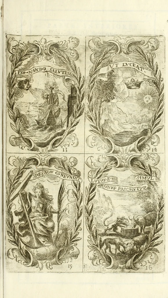 An illustration from Fiestas de la S. Iglesia Metropolitana, y Patriarcal de Sevilla : al nuevo culto del señor rey S. Fernando el Tercero de Castilla y de Leon : concedido a todas las iglesias de España, por la santidad de nuestro beatissimo padre Clemente X ..., 1672, leaf 80