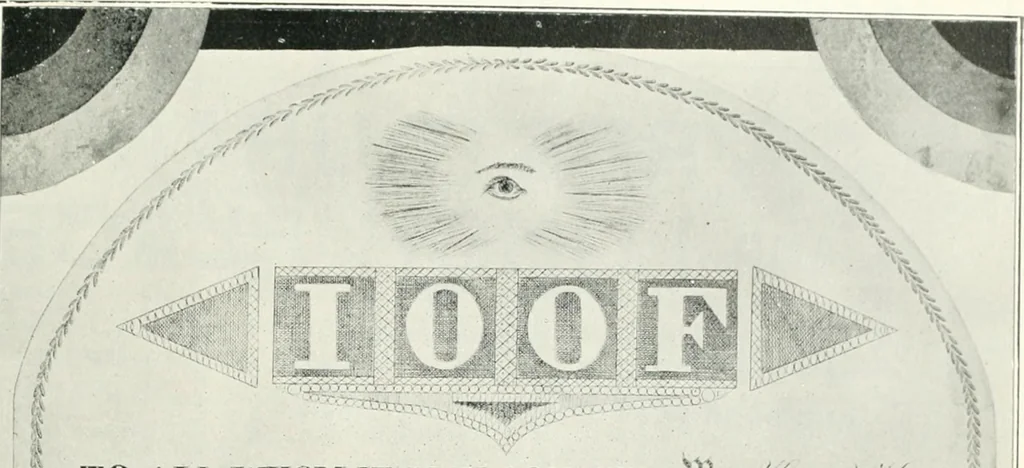 An illustration from Fifty years of Odd Fellowship in California : commemorating the founding of the Order by the instituting of California Lodge No. 1, on September ninth, eighteen hundred and forty-nine, 1899, leaf 11