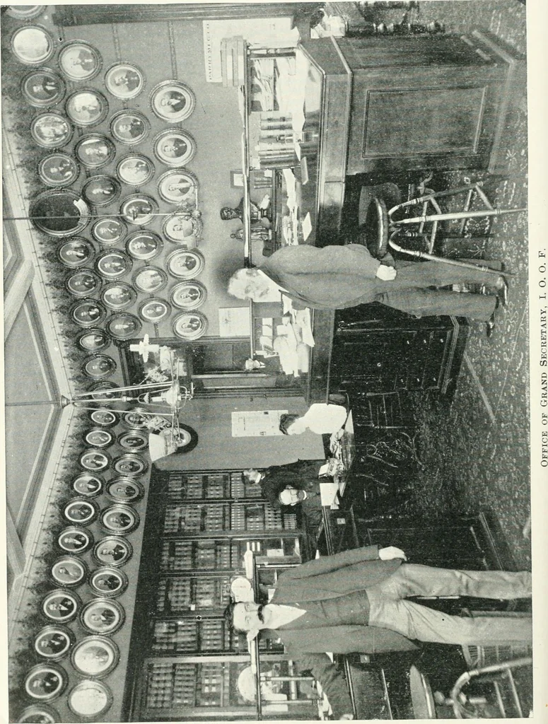 An illustration from Fifty years of Odd Fellowship in California : commemorating the founding of the Order by the instituting of California Lodge No. 1, on September ninth, eighteen hundred and forty-nine, 1899, leaf 118