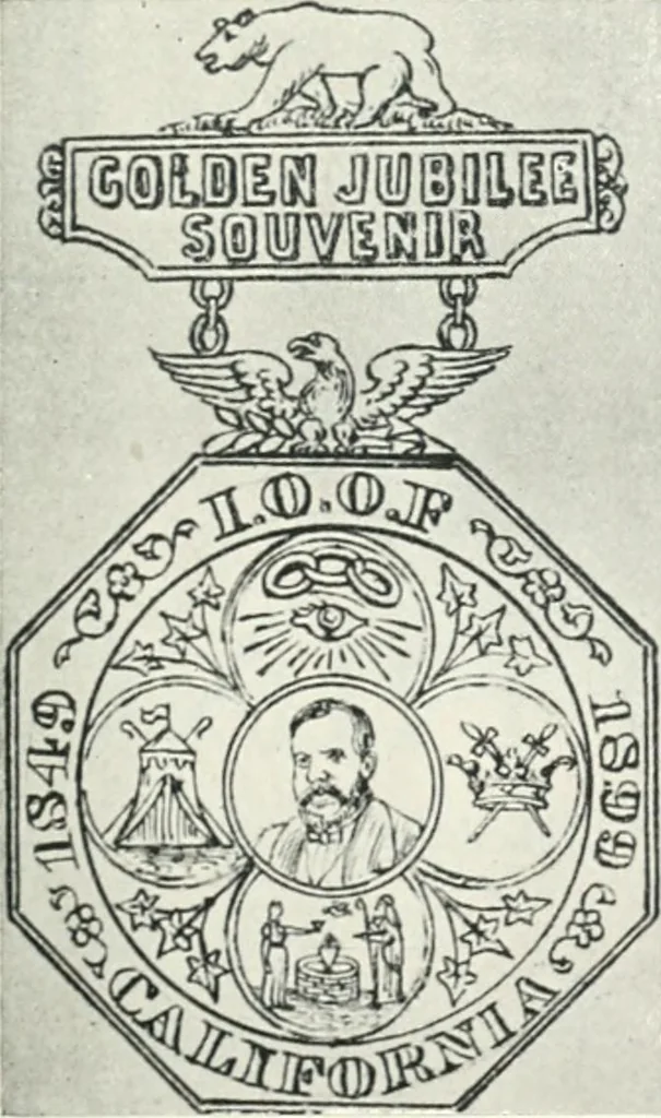 An illustration from Fifty years of Odd Fellowship in California : commemorating the founding of the Order by the instituting of California Lodge No. 1, on September ninth, eighteen hundred and forty-nine, 1899, leaf 137
