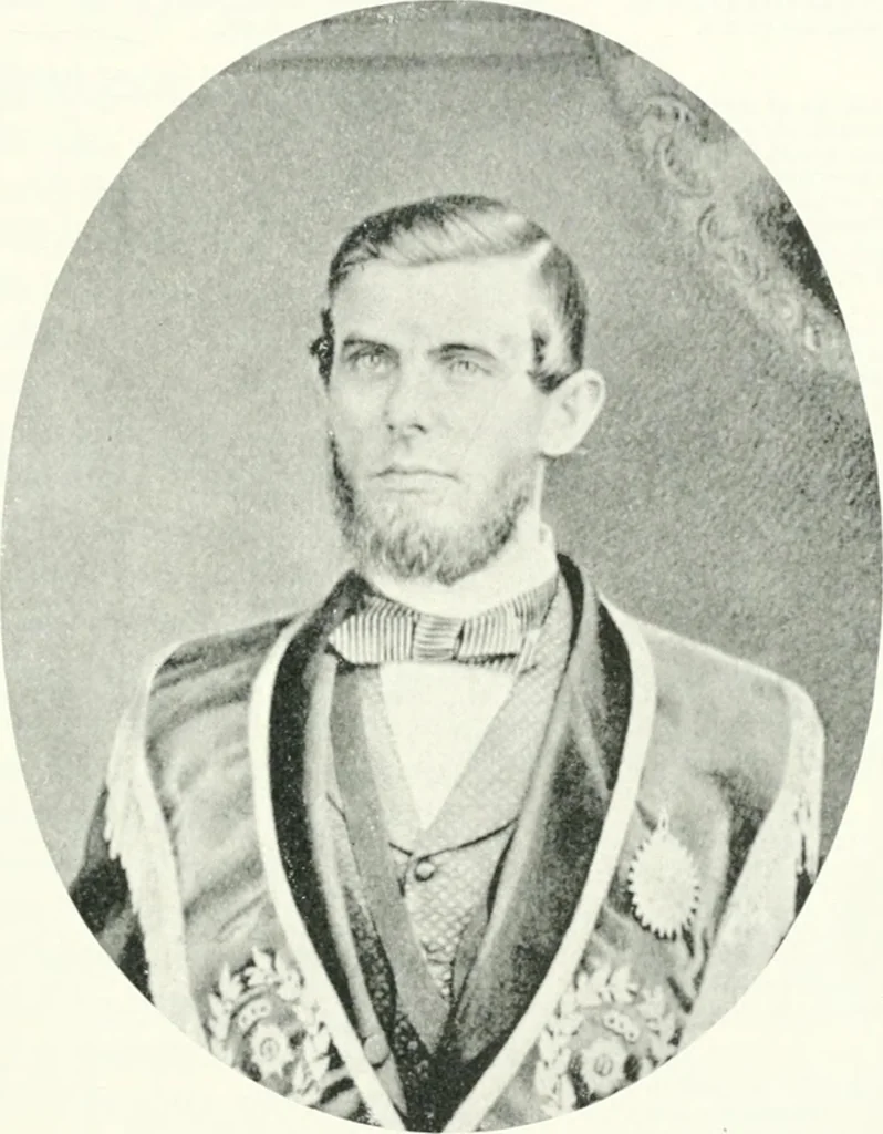 An illustration from Fifty years of Odd Fellowship in California : commemorating the founding of the Order by the instituting of California Lodge No. 1, on September ninth, eighteen hundred and forty-nine, 1899, leaf 47