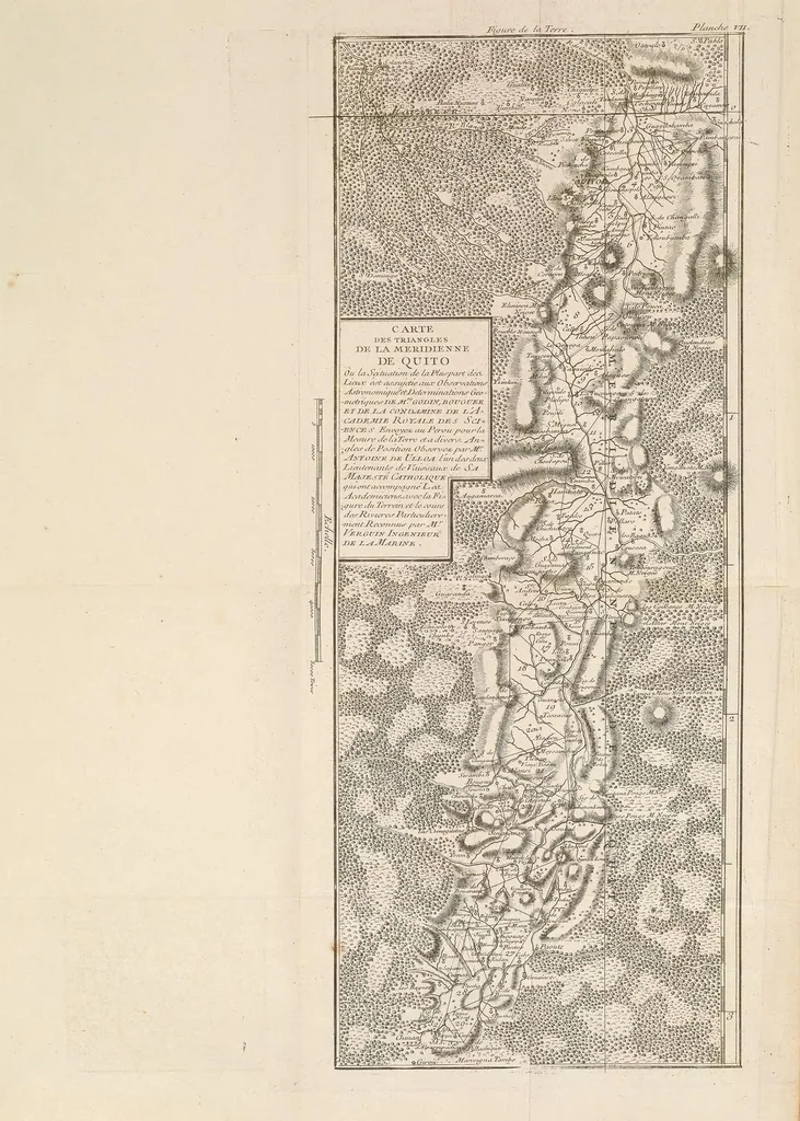 An illustration from La figure de la terre, déterminée par les observations de messieurs Bouguer & de La Condamine, de l'Académie royale des sçiences, envoyés par ordre du roy au Pérou, pour observer aux environs de l'équateur : avec une relation abregée de ce voyage, qui contient la description du pays dans lequel les opérations ont été faites, 1749, leaf 571