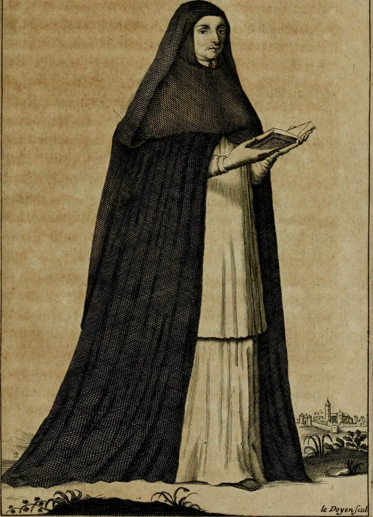 An illustration from Figures des differents habits des chanoines reguliers en ce siecle : auec vn discours sur les habits anciens et modernes de chanoines tant seculiers, que reguliers, 1666, leaf 40