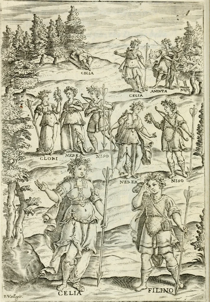 An illustration from Filli di Sciro : fauola pastorale, 1607, leaf 97