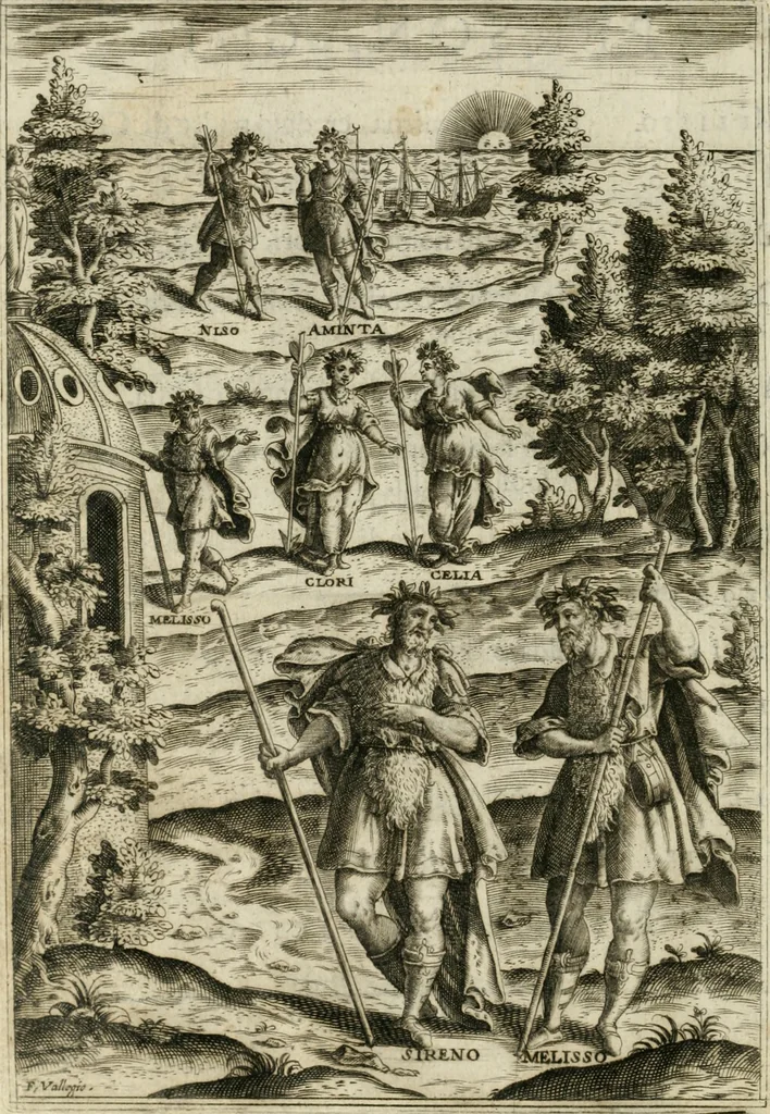 An illustration from Filli di Sciro : favola pastorale, 1607, leaf 13