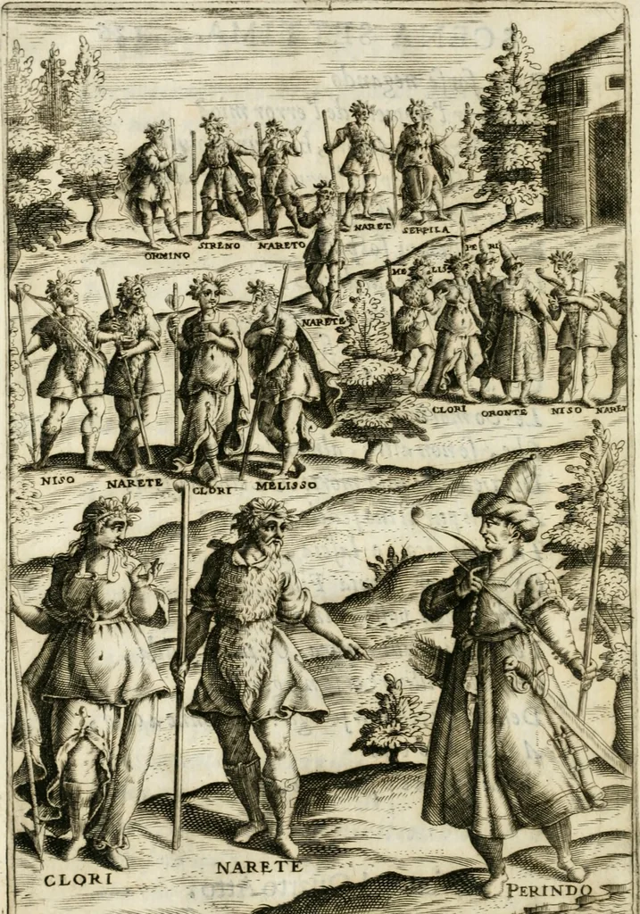 An illustration from Filli di Sciro : favola pastorale, 1607, leaf 151
