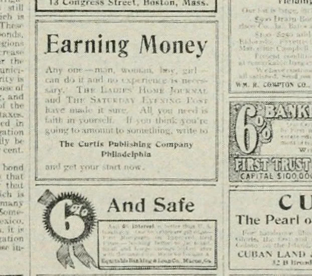 An illustration from Financial advertising, for commercial and savings banks, trust, title insurance, and safe deposit companies, investment houses, 1908, leaf 255
