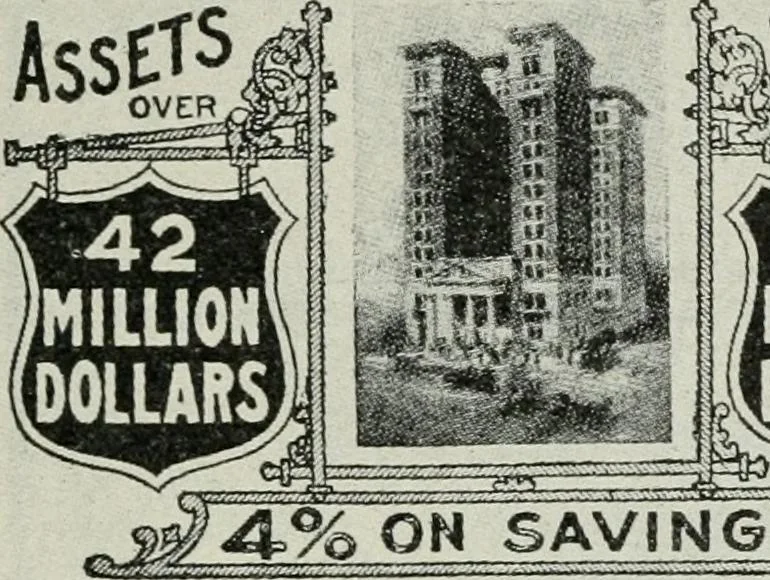 An illustration from Financial advertising, for commercial and savings banks, trust, title insurance, and safe deposit companies, investment houses, 1908, leaf 537