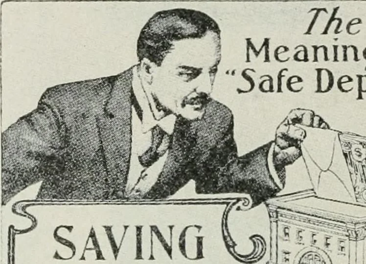 An illustration from Financial advertising, for commercial and savings banks, trust, title insurance, and safe deposit companies, investment houses, 1908, leaf 582