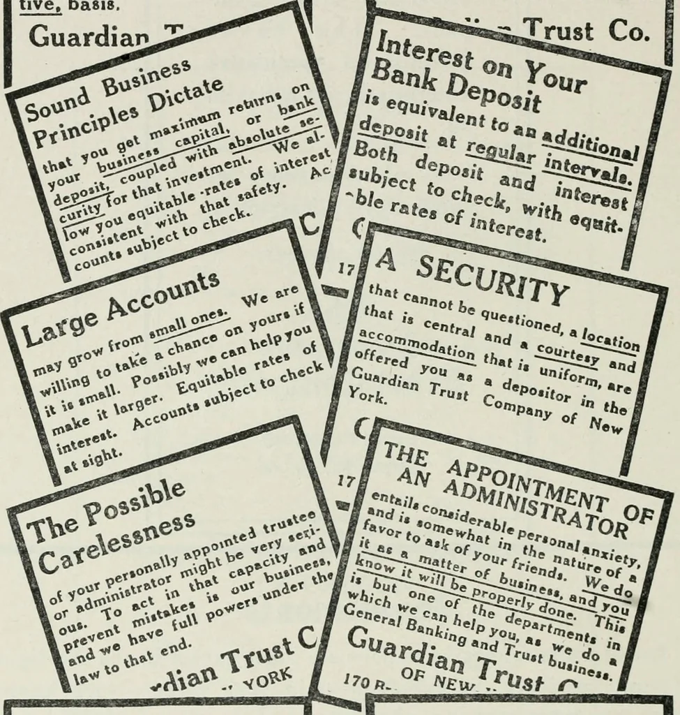 An illustration from Financial advertising, for commercial and savings banks, trust, title insurance, and safe deposit companies, investment houses, 1908, leaf 814