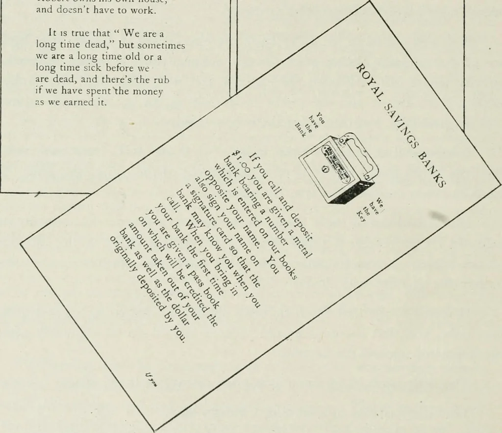 An illustration from Financial advertising, for commercial and savings banks, trust, title insurance, and safe deposit companies, investment houses, 1908, leaf 852