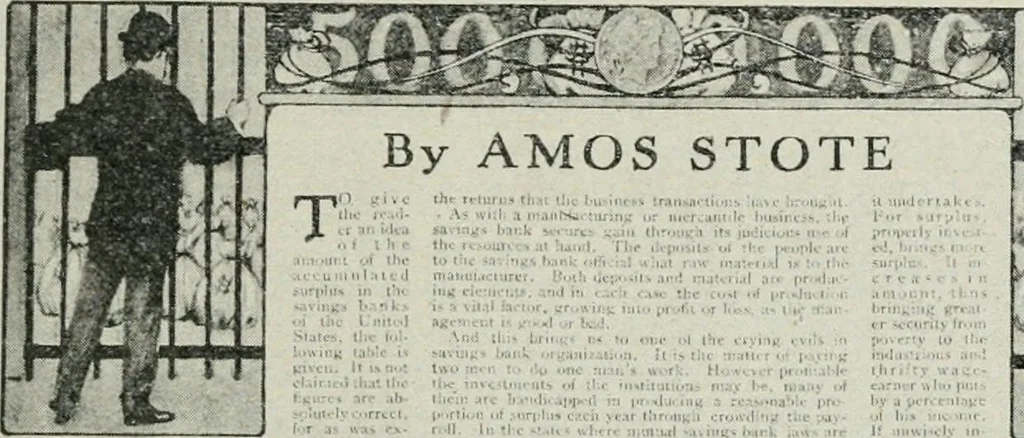 An illustration from Financial advertising, for commercial and savings banks, trust, title insurance, and safe deposit companies, investment houses, 1908, leaf 859