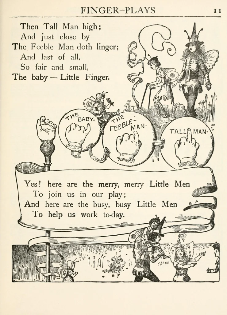 An illustration from Finger plays for nursery and kindergarten, 1893, leaf 21