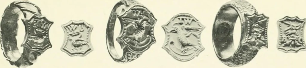 An illustration from Franks bequest. Catalogue of the finger rings, early Christian, Byzantine, Teutonic, mediaeval and later, 1912, leaf 444