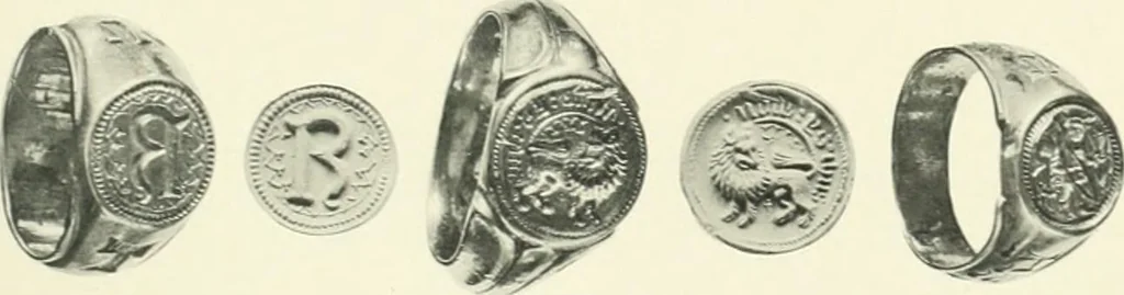 An illustration from Franks bequest. Catalogue of the finger rings, early Christian, Byzantine, Teutonic, mediaeval and later, 1912, leaf 444