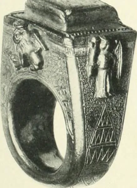 An illustration from Franks bequest. Catalogue of the finger rings, early Christian, Byzantine, Teutonic, mediaeval and later, 1912, leaf 454