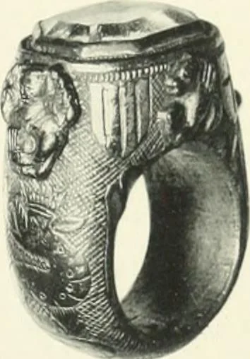 An illustration from Franks bequest. Catalogue of the finger rings, early Christian, Byzantine, Teutonic, mediaeval and later, 1912, leaf 454