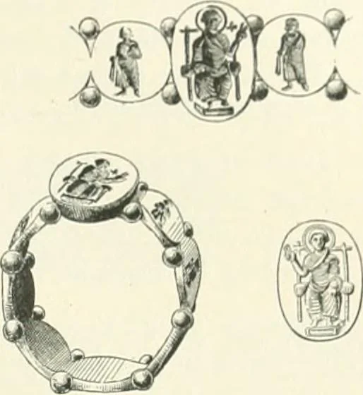 An illustration from Franks bequest. Catalogue of the finger rings, early Christian, Byzantine, Teutonic, mediaeval and later, 1912, leaf 82