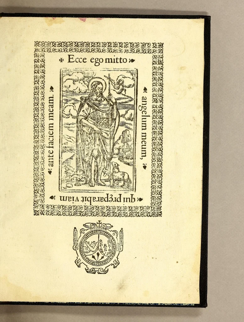 An illustration from F. Ioannis Nauarro Gaditani, Ordinis Minorum Regularis obseruanti[a]e : Prouinci[a]e Apostolorum Petri, & Pauli Michhuacanensis. Liber in quo quatuor passiones Christi Domini continentur [integr[a]e litera, & Cantu iuxta ritum Sanct[a]e Roman[a]e Ecclesi[a]e] Octo Lamentationes : Oratioq[ue] Hieremi[a]e Prophet[a]e, 1604, leaf 223