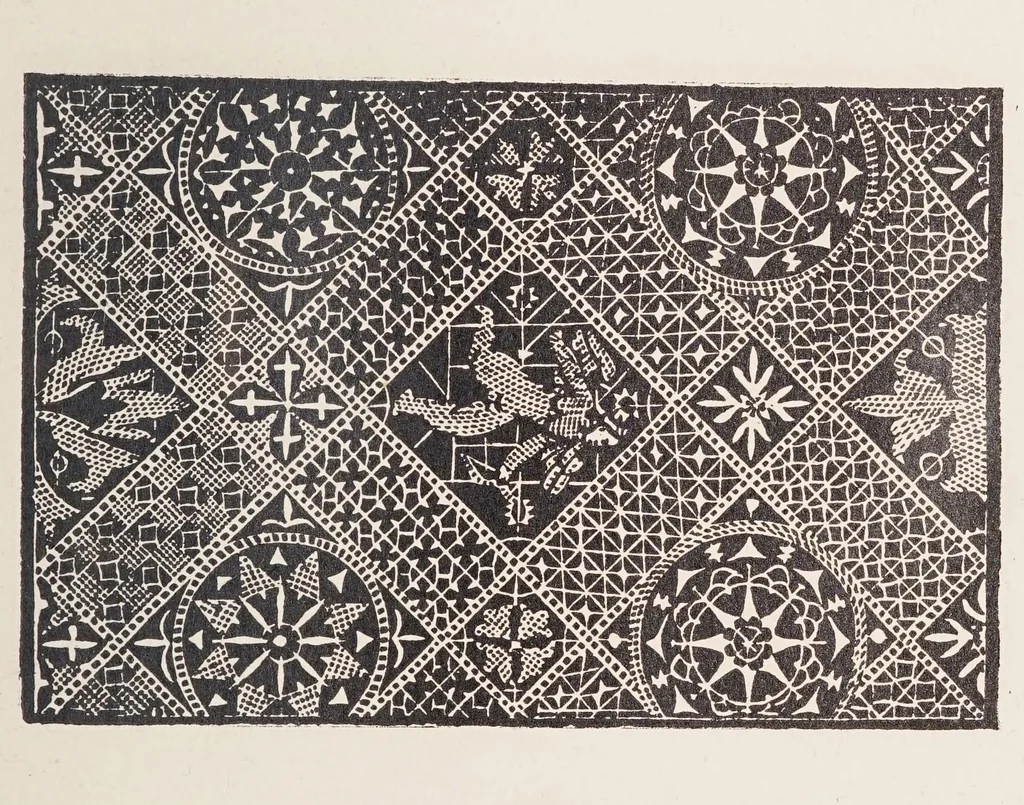 An illustration from Fiori di ricami : nuovamente posti in luce : ne i quali sono varii et diversi disegni di lavori come merli, bavari, manichetti & altre sorte di opere che al presente sono in usu, utilissimo ad ogni stato di donne., 1921, leaf 19