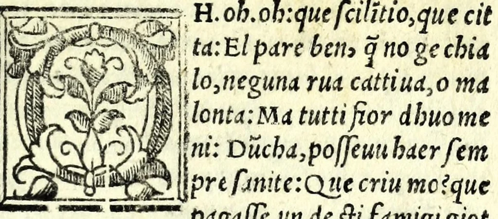 An illustration from Fiorina : comedia di Rvzante, novamente venvta in lvce : molto bella, et ridicvlosa et argvtta, 1552, leaf 5