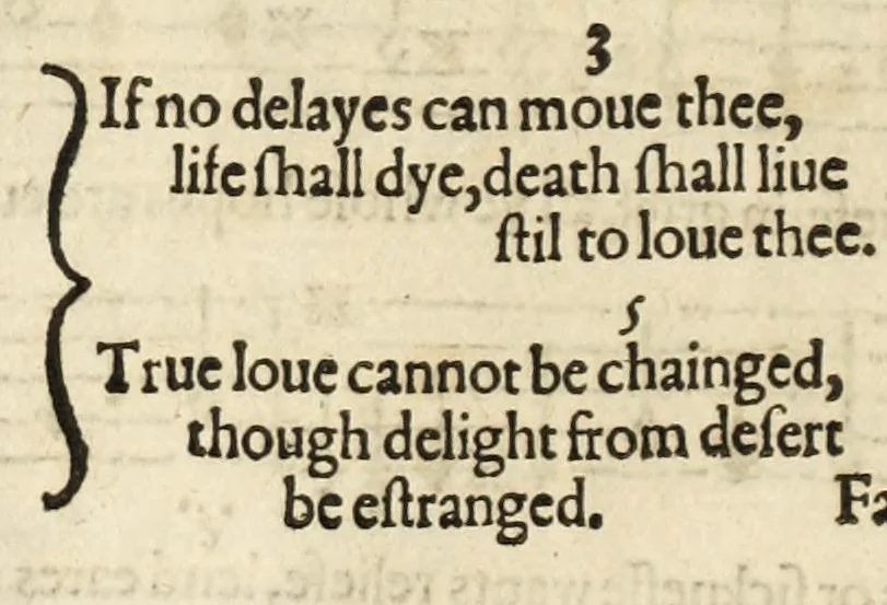 An illustration from The first booke of songes, or, Ayres of fowre partes with tableture for the lute : so made that all the partes together, or either of them seuerally may be song to the lute, orpherian or viol de gambo, 1597, leaf 40