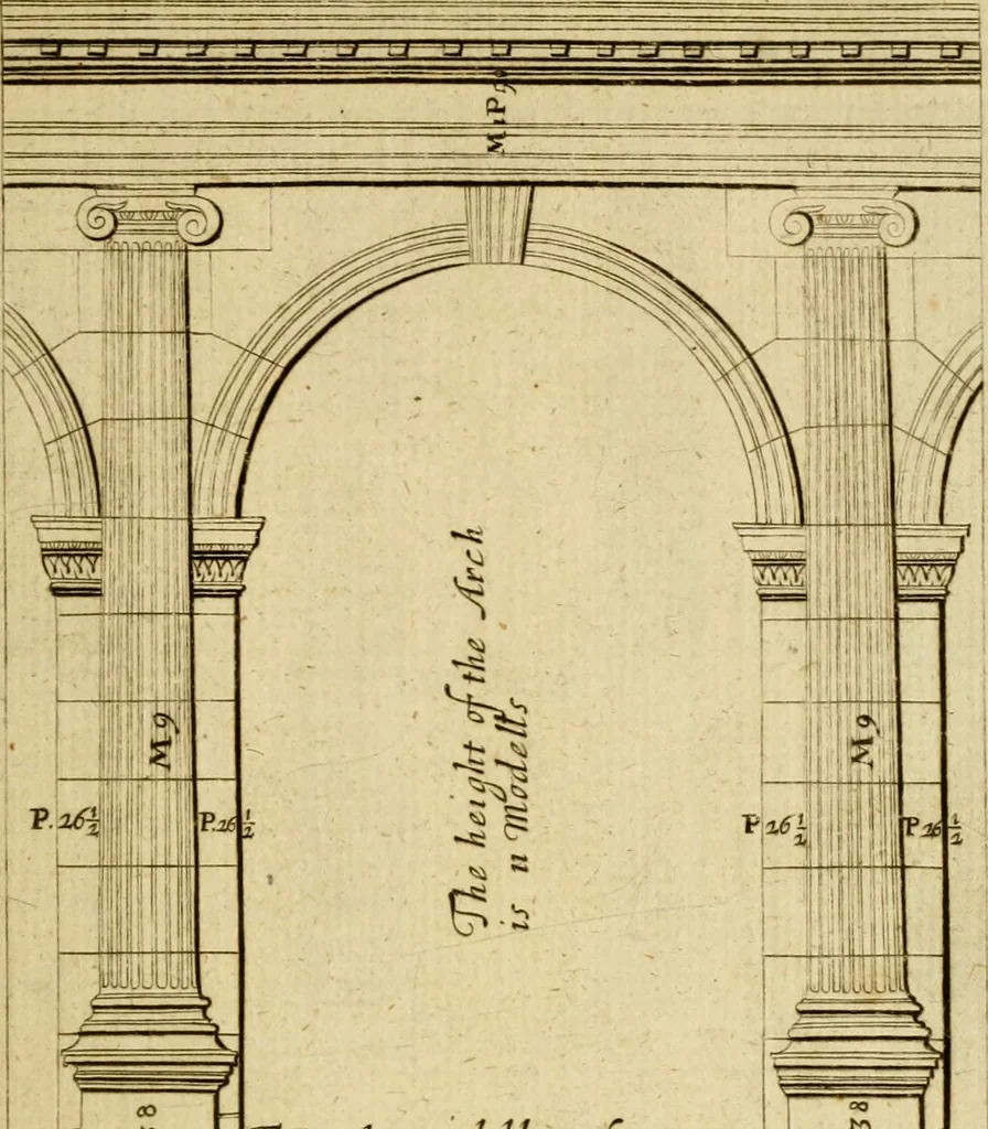An illustration from The first book of architecture, 1676, leaf 76