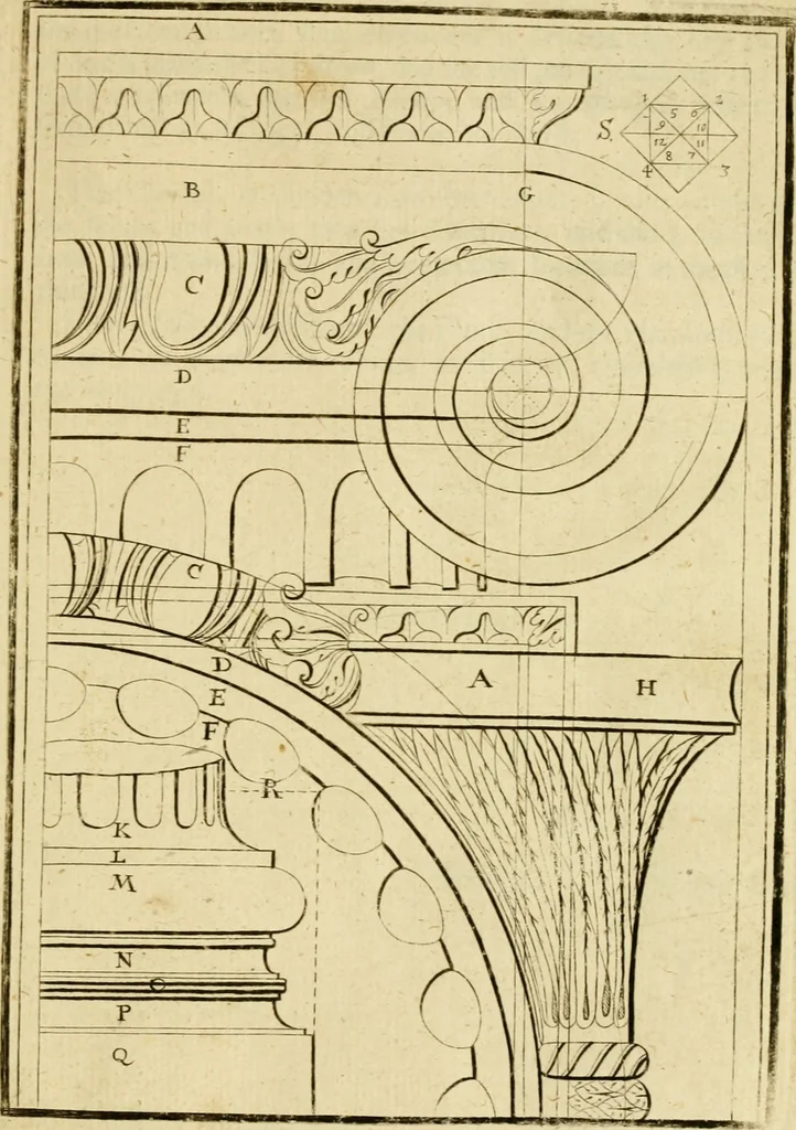 An illustration from The first book of architecture, 1676, leaf 88