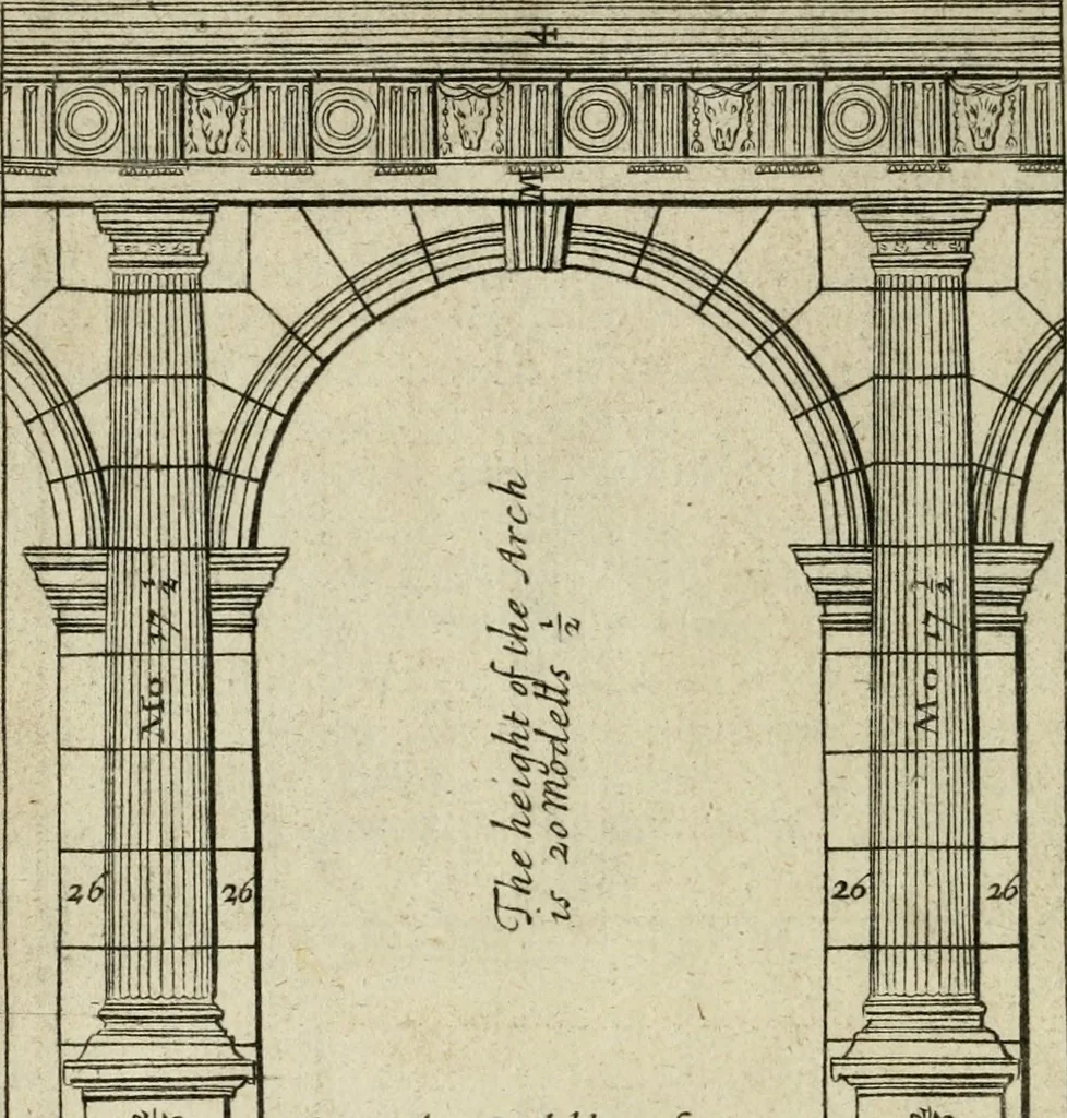 An illustration from The first book of architecture, 1733, leaf 57