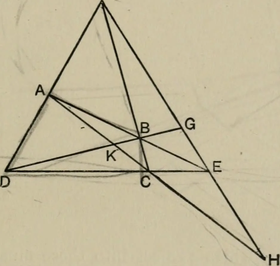 An illustration from A first course in projective geometry, 1913, leaf 109