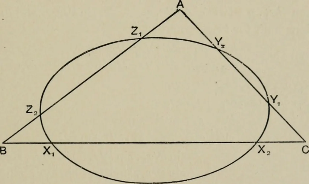 An illustration from A first course in projective geometry, 1913, leaf 151