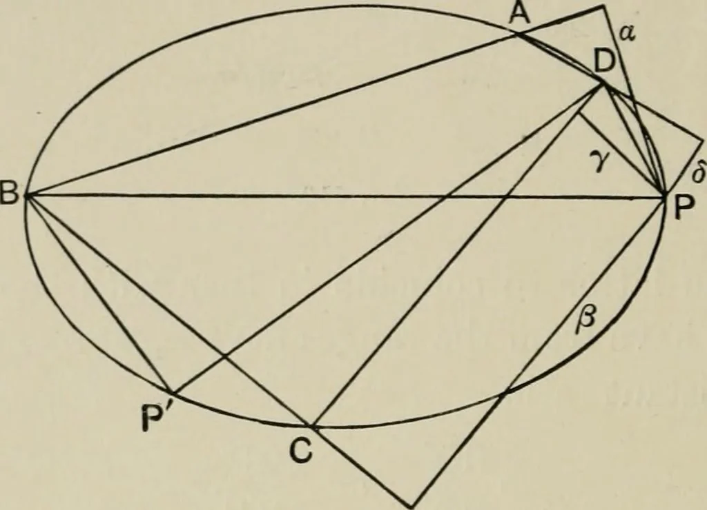 An illustration from A first course in projective geometry, 1913, leaf 246