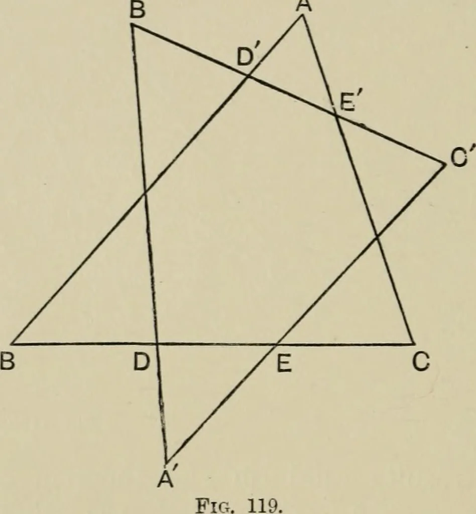 An illustration from A first course in projective geometry, 1913, leaf 262