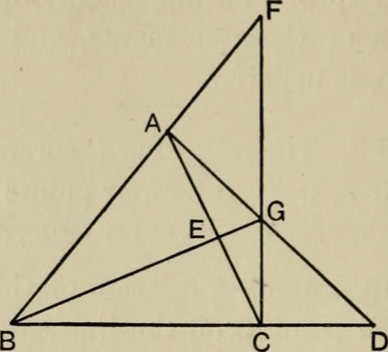An illustration from A first course in projective geometry, 1913, leaf 52