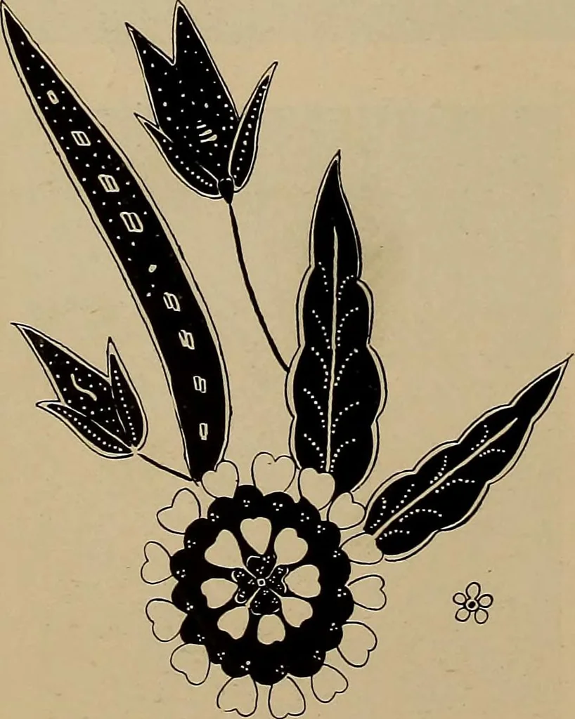 An illustration from First lessons in batik; a handbook in batik, tie-dyeing and all pattern dyeing, 1921, leaf 24