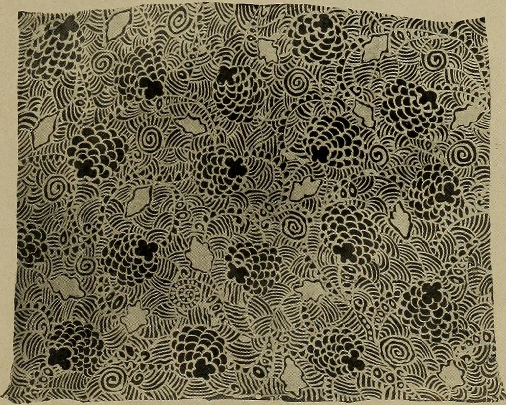 An illustration from First lessons in batik; a handbook in batik, tie-dyeing and all pattern dyeing, 1921, leaf 93