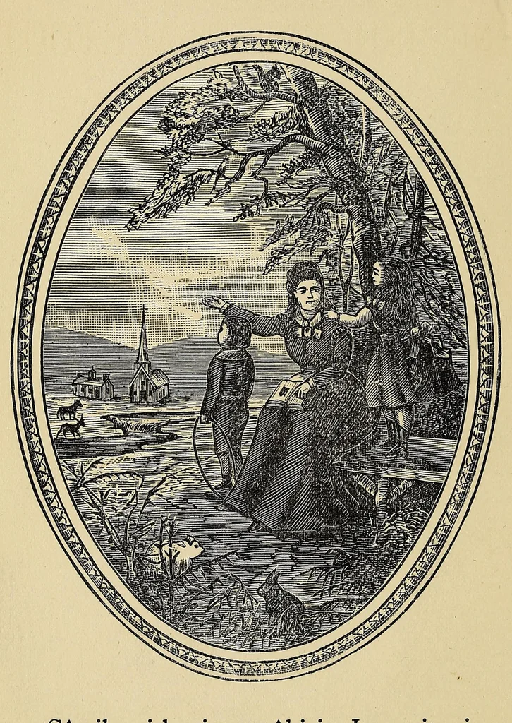 An illustration from First reader in the English and Blackfoot languages, 1886, leaf 6