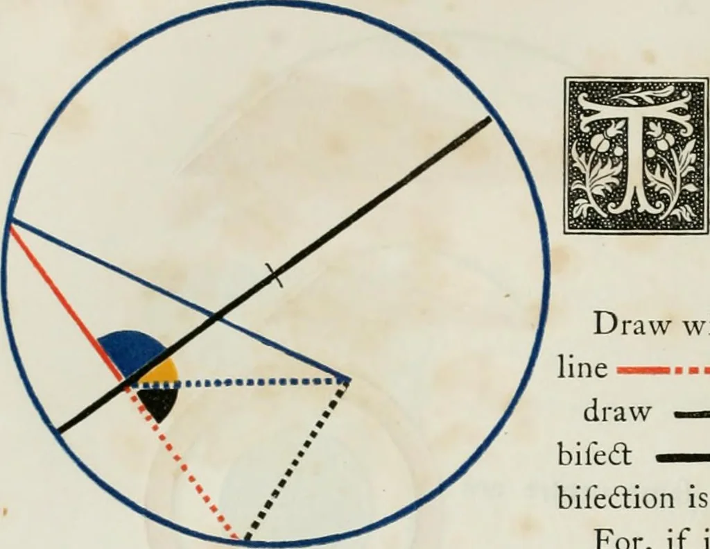 An illustration from The first six books of the elements of Euclid, in which coloured diagrams and symbols are used instead of letters for the greater ease of learners, 1847, leaf 107