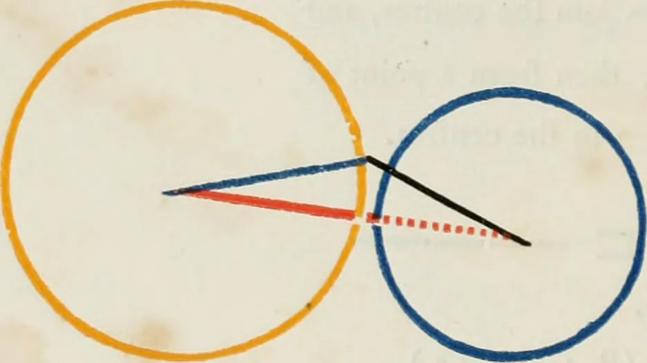 An illustration from The first six books of the elements of Euclid, in which coloured diagrams and symbols are used instead of letters for the greater ease of learners, 1847, leaf 123