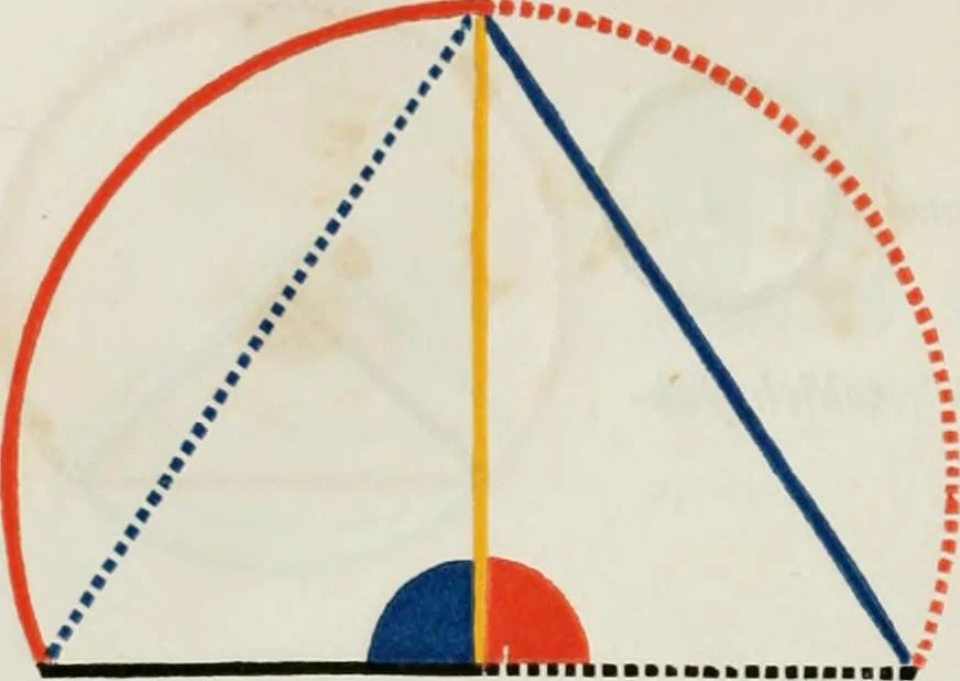 An illustration from The first six books of the elements of Euclid, in which coloured diagrams and symbols are used instead of letters for the greater ease of learners, 1847, leaf 147