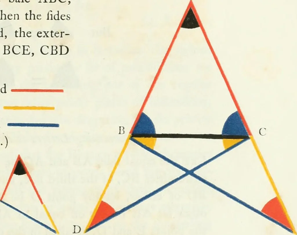An illustration from The first six books of the elements of Euclid, in which coloured diagrams and symbols are used instead of letters for the greater ease of learners, 1847, leaf 18