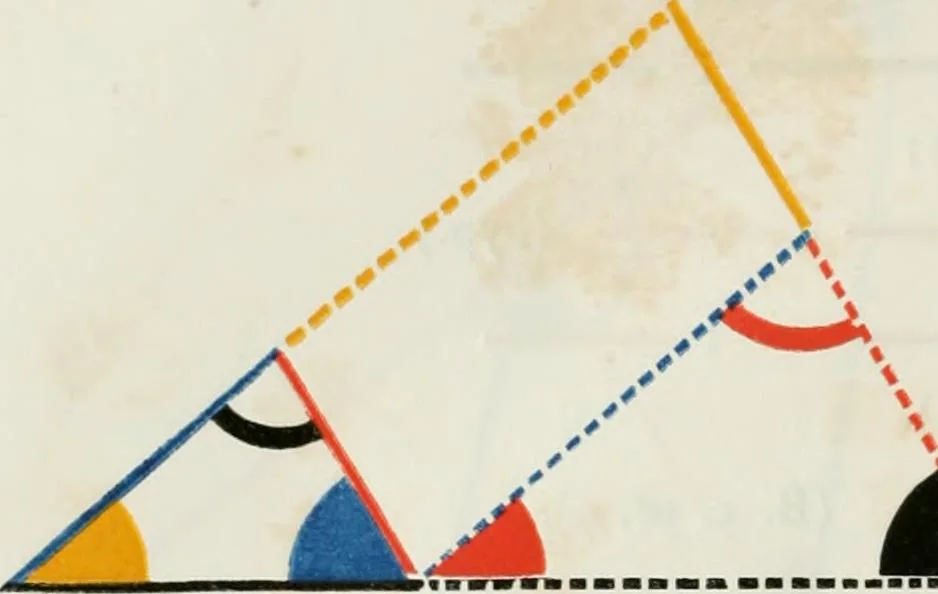 An illustration from The first six books of the elements of Euclid, in which coloured diagrams and symbols are used instead of letters for the greater ease of learners, 1847, leaf 251