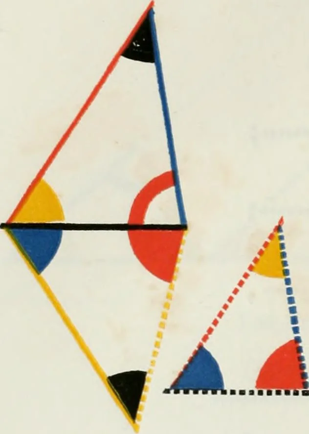An illustration from The first six books of the elements of Euclid, in which coloured diagrams and symbols are used instead of letters for the greater ease of learners, 1847, leaf 253